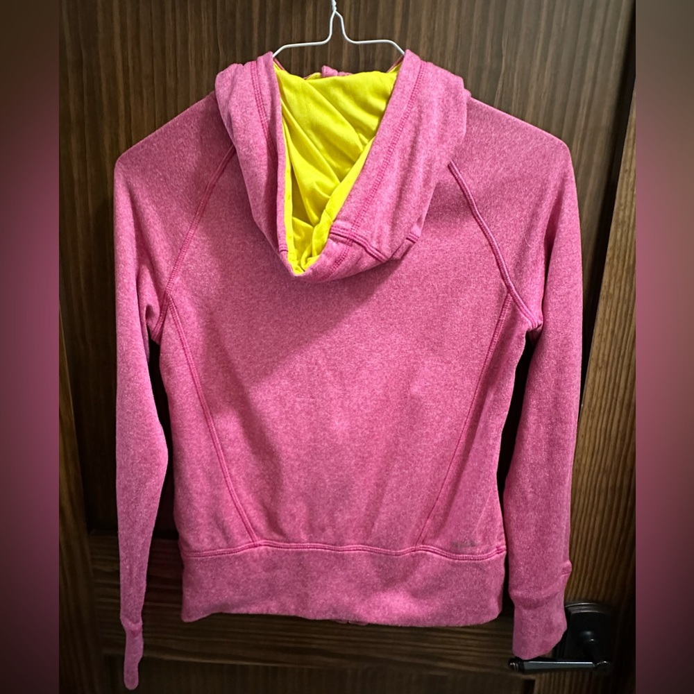 Adidas Women's Climawarm Pink Hoodie with Yellow Zipper - Picture 2 of 13
